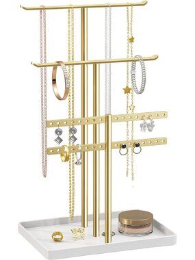 Jewelry Stand Holder Organizer: 14.5" Sturdy Hanger for 80 Pcs Jewelry, Gift for